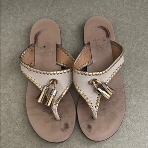 Jack Rodgers Cream and Gold Women's Sandals